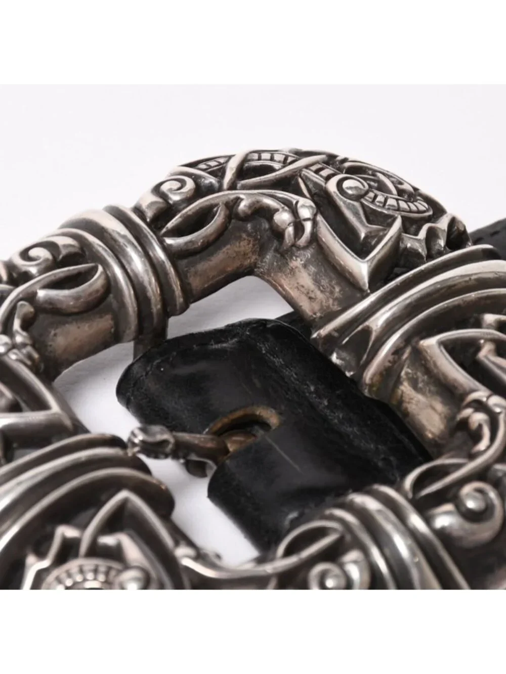 Chrome Hearts Celtic Center Bar Belt 925 Sterling Silver Leather 32